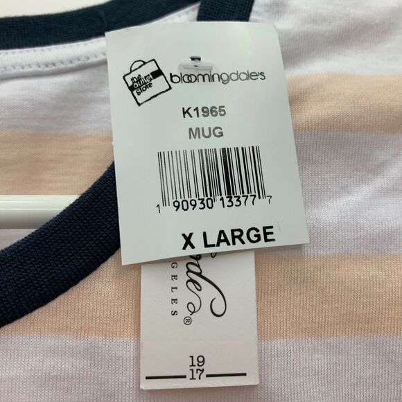 Sovereign Code Mens Mug Print Striped Short Sleeve T-Shirt Peach White XL - Picture 2 of 4